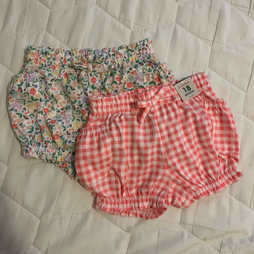 Floral and Gingham Baby Bloomers Set